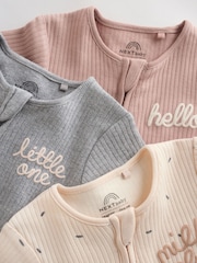 Beige Two Way Zip Baby Rompers 3 Pack (0mths-3yrs) - Image 10 of 15