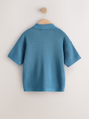 Blue Palm Embroidered Knitted Polo Shirt (3-16yrs) - Image 6 of 8
