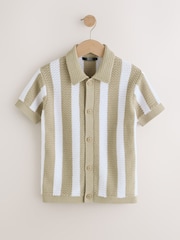 Neutral Stripe Knitted Polo Shirt (3-16yrs) - Image 1 of 4