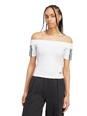 adidas Originals White Adicolor Bandeau Short Sleeve T-Shirt - Image 1 of 5