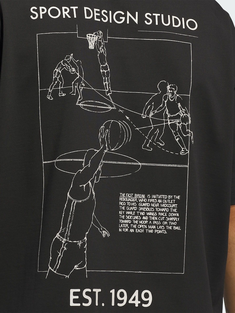 adidas Originals Black Sports Design GFX T-Shirt - Image 4 of 4