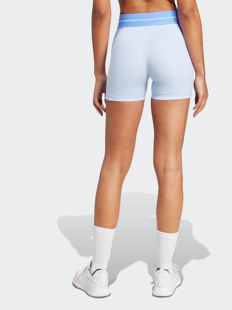 adidas Blue Hyperglam Rib 4 Short Leggings - Image 2 of 5 adidas Blue Hyperglam Rib 4 Short Leggings - Image 2 of 5