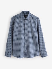Ted Baker Blue Sef Long Sleeve Slim Fit Circle Geo Print Shirt - Image 1 of 1