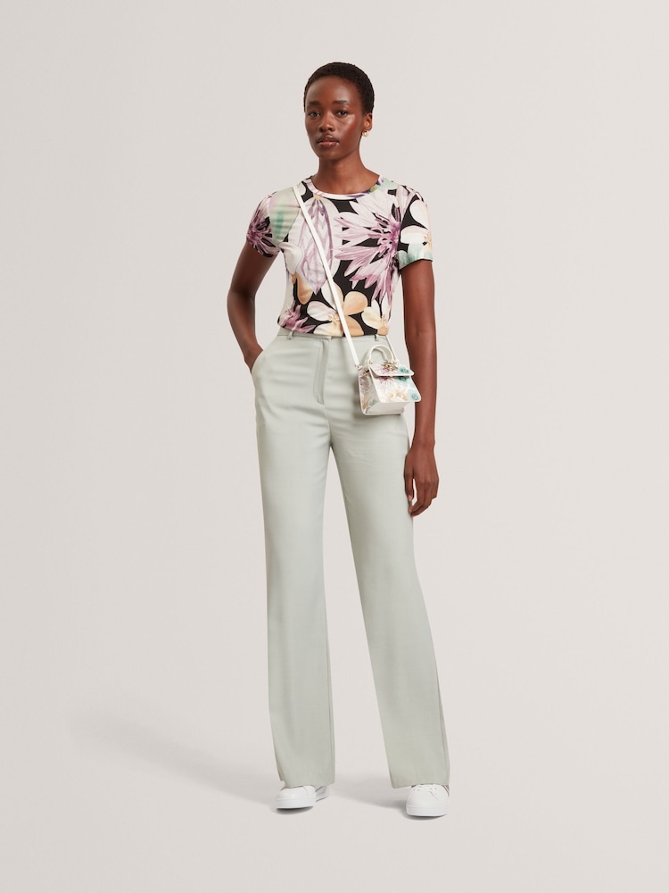 Ted Baker Black Saalma - Printed Fitted T-Shirt - Image 2 of 8 Ted Baker Black Saalma - Printed Fitted T-Shirt - Image 2 of 8