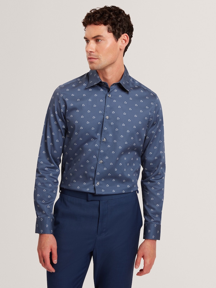 Ted Baker Blue Olufar - Slim Fit Ditsy Floral Shirt - Image 1 of 5 Ted Baker Blue Olufar - Slim Fit Ditsy Floral Shirt - Image 1 of 5
