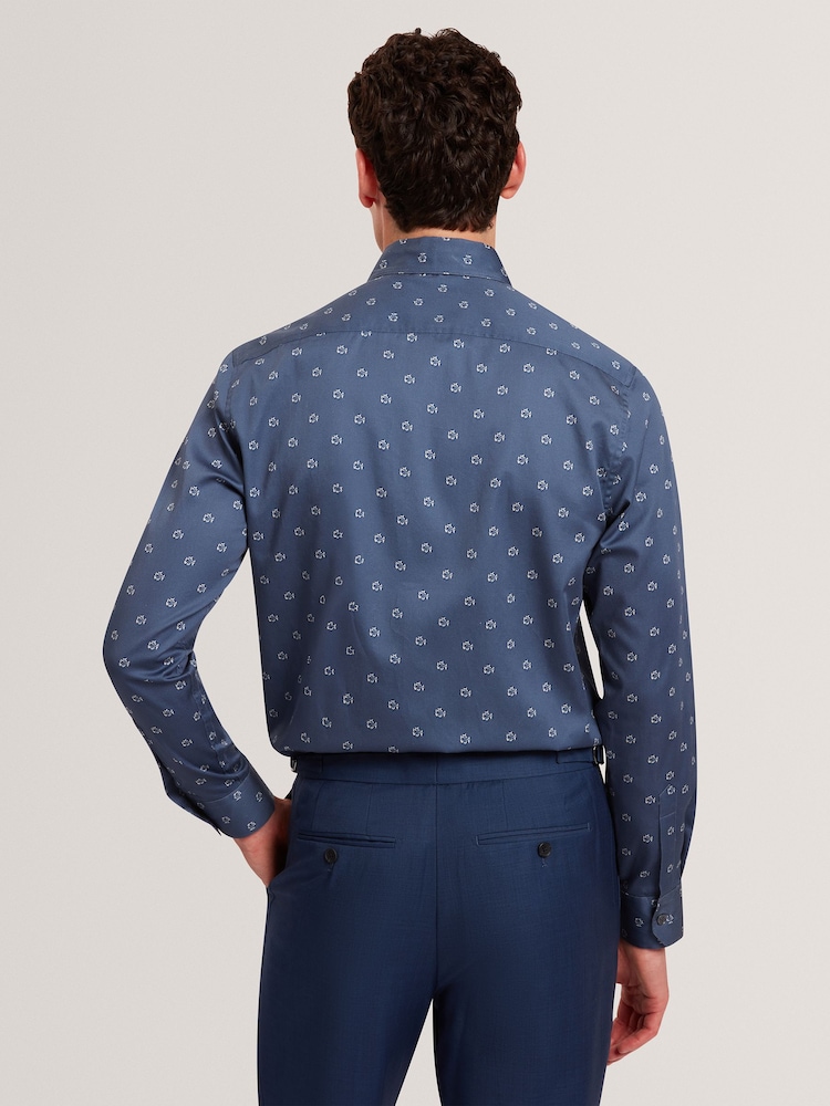 Ted Baker Blue Olufar - Slim Fit Ditsy Floral Shirt - Image 2 of 5 Ted Baker Blue Olufar - Slim Fit Ditsy Floral Shirt - Image 2 of 5