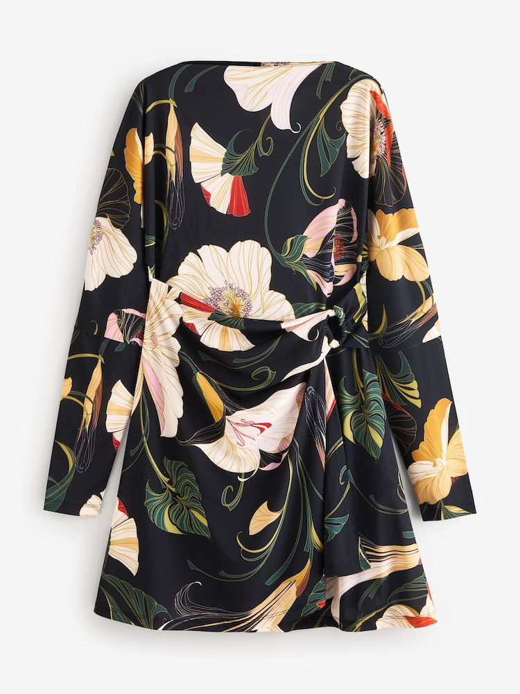 Ted Baker Black Lazira - Print Wrap Mini Dress - Image 1 of 1