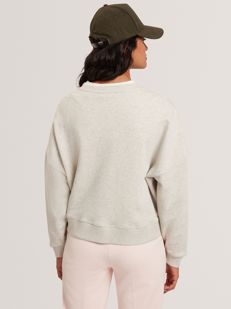 Ted Baker Grey Brookla Printed Embroidered Sweattop - Image 2 of 7 Ted Baker Grey Brookla Printed Embroidered Sweattop - Image 2 of 7