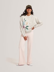 Ted Baker Grey Brookla Printed Embroidered Sweattop - Image 5 of 7