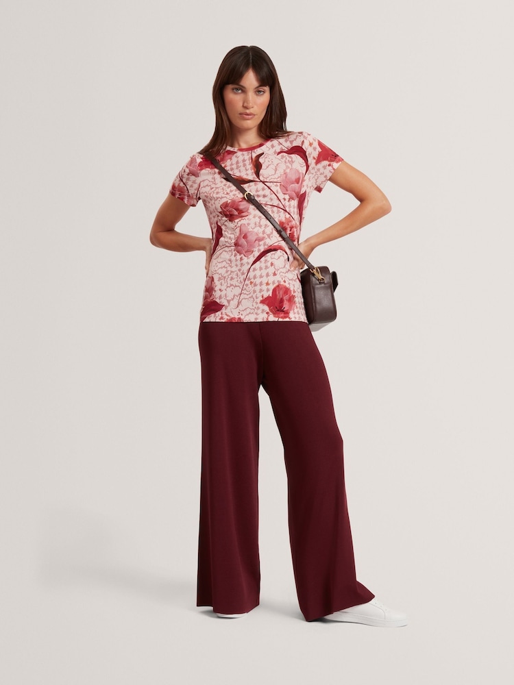 Ted Baker Pink Sorrena - Printed Fitted T-Shirt - Image 2 of 7 Ted Baker Pink Sorrena - Printed Fitted T-Shirt - Image 2 of 7