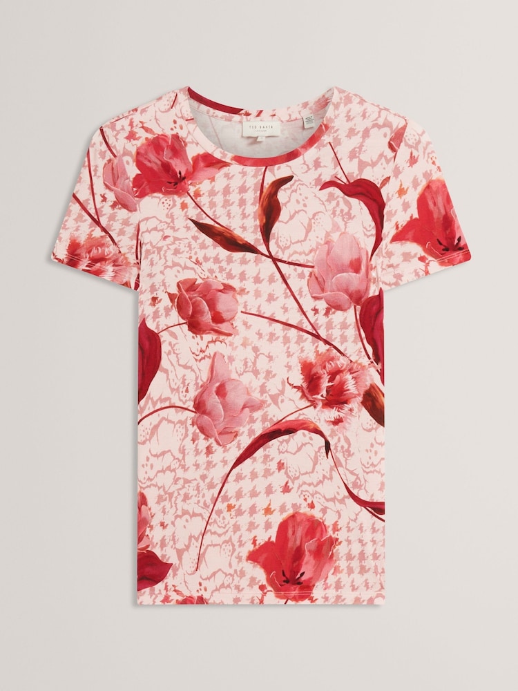 Ted Baker Pink Sorrena - Printed Fitted T-Shirt - Image 7 of 7 Ted Baker Pink Sorrena - Printed Fitted T-Shirt - Image 7 of 7