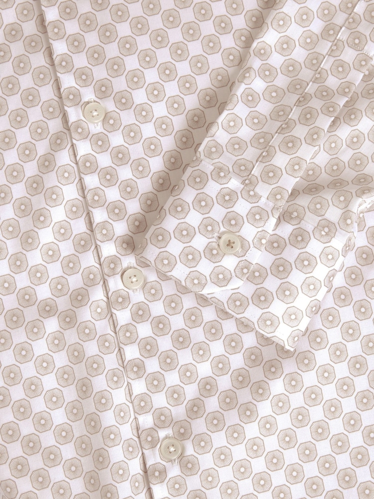 Ted Baker Natural Sef Long Sleeve Slim Fit Circle Geo Print Shirt - Image 6 of 6 Ted Baker Natural Sef Long Sleeve Slim Fit Circle Geo Print Shirt - Image 6 of 6
