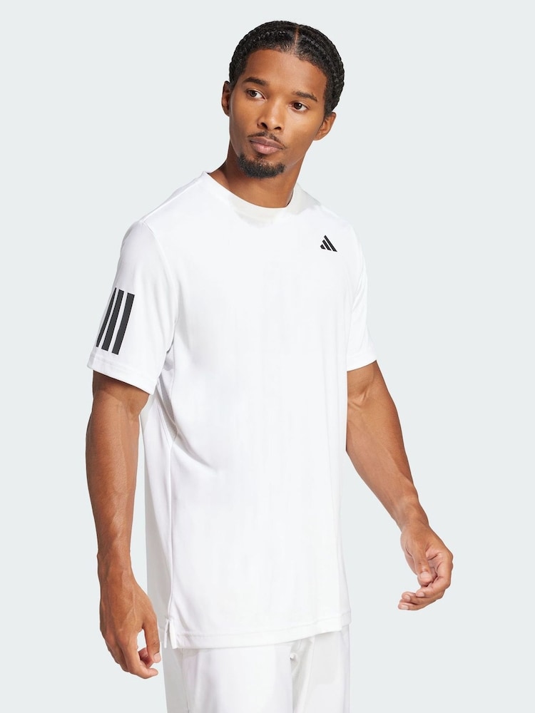 adidas White Club Tennis Climacool 3-Stripes T-Shirt - Image 1 of 5 adidas White Club Tennis Climacool 3-Stripes T-Shirt - Image 1 of 5