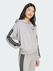 adidas Grey Essentials 3-Stripes French Terry Full-Zip Hoodie - Image 1 of 5