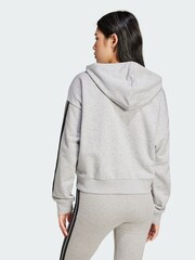 adidas Grey Essentials 3-Stripes French Terry Full-Zip Hoodie - Image 2 of 5