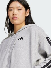 adidas Grey Essentials 3-Stripes French Terry Full-Zip Hoodie - Image 3 of 5