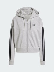 adidas Grey Essentials 3-Stripes French Terry Full-Zip Hoodie - Image 5 of 5
