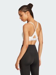 adidas White Aeroreact Training 3 Stripes Bra - Image 2 of 4