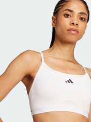 adidas White Aeroreact Training 3 Stripes Bra - Image 3 of 4