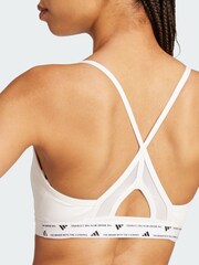 adidas White Aeroreact Training 3 Stripes Bra - Image 4 of 4