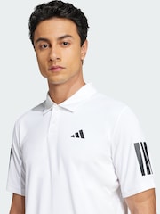 adidas White Club Tennis 3-Stripes Polo Shirt - Image 3 of 5