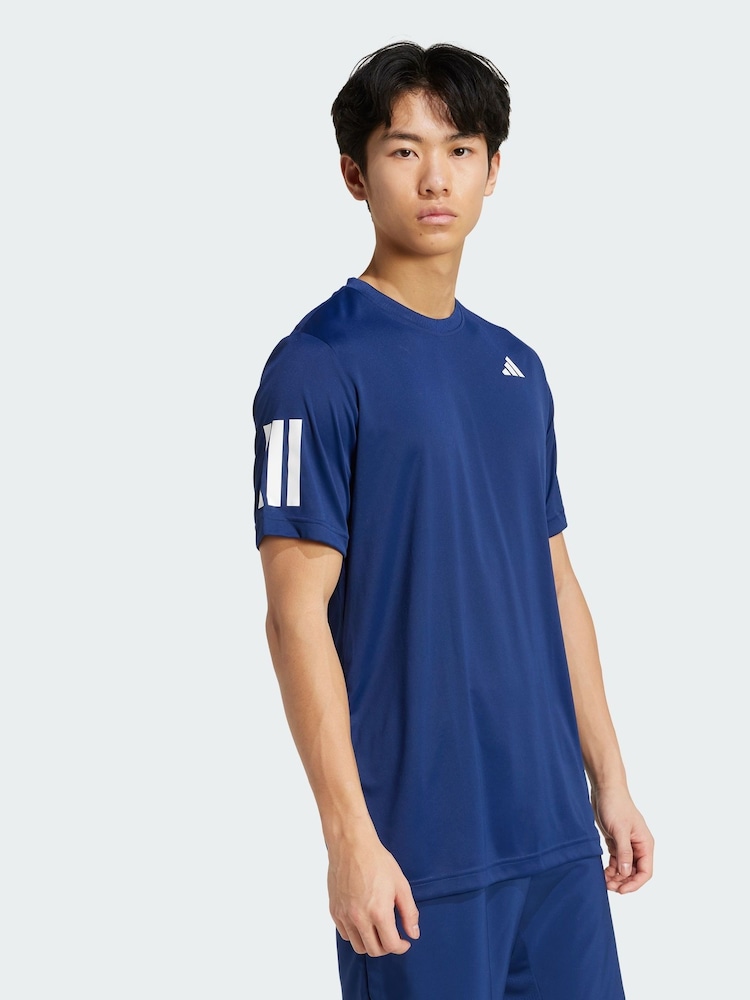 adidas Blue Club Tennis Climacool 3-Stripes T-Shirt - Image 1 of 5