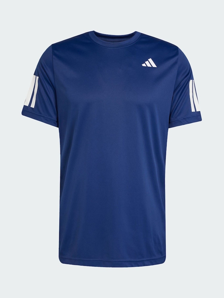 adidas Blue Club Tennis Climacool 3-Stripes T-Shirt - Image 5 of 5