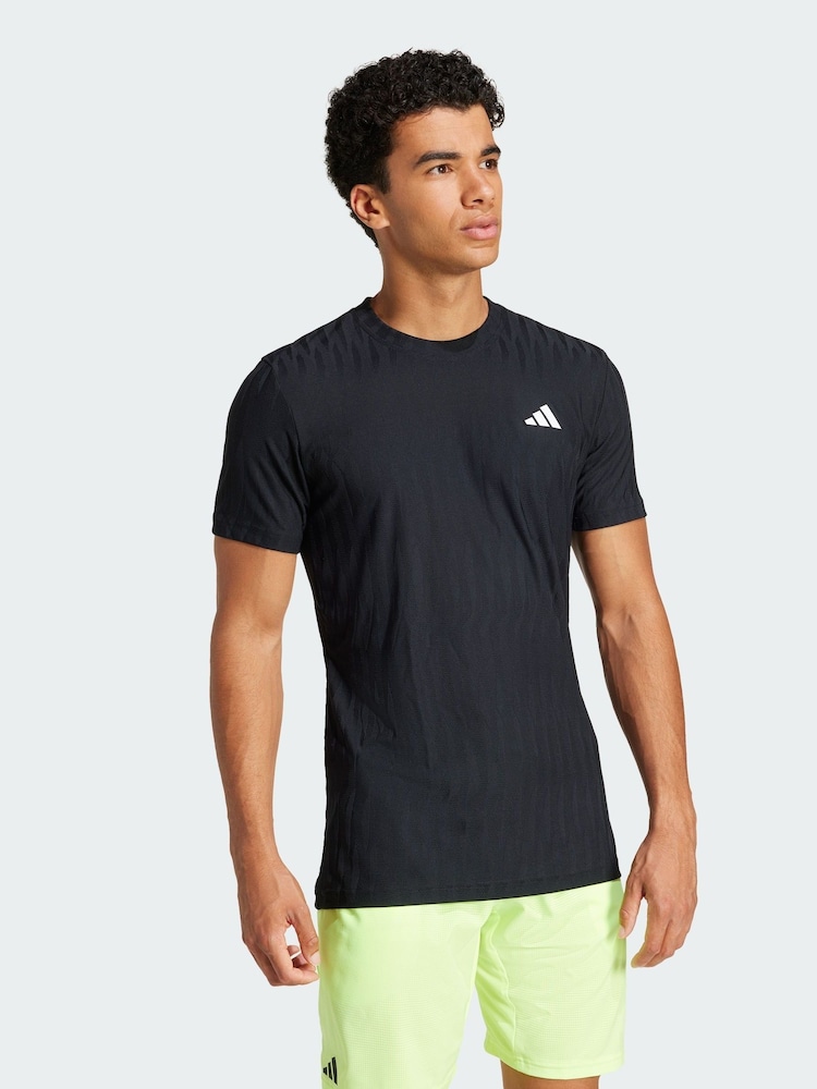 adidas Black Tennis Climacool+ AIRCHILL FreeLift T-Shirt - Image 1 of 5