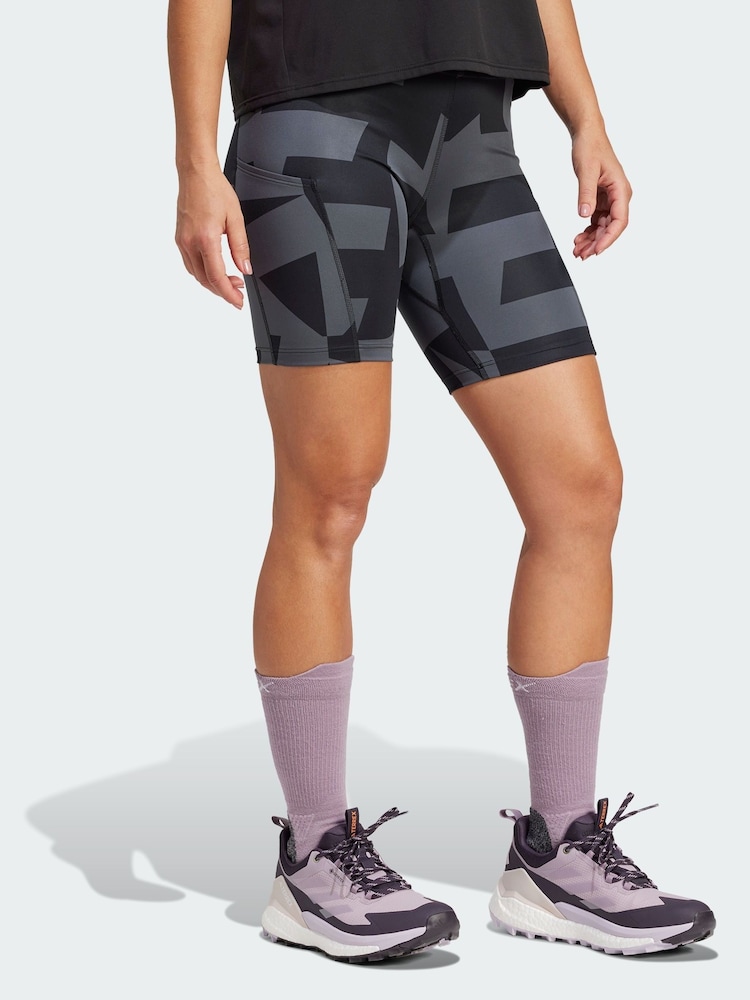 adidas Terrex Grey Multi 8-Inch Tight Shorts Printed - Image 1 of 5 adidas Terrex Grey Multi 8-Inch Tight Shorts Printed - Image 1 of 5
