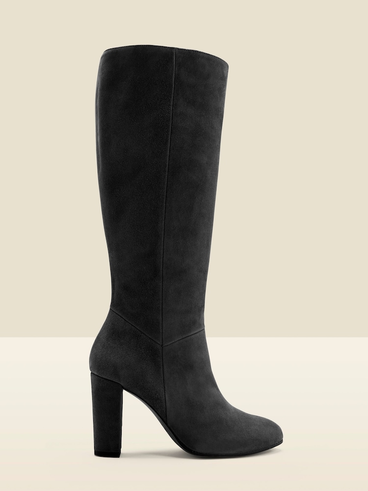 Sosandar Black Blake Suede Knee High Boots - Image 1 of 4 Sosandar Black Blake Suede Knee High Boots - Image 1 of 4