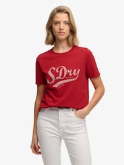 Superdry Red Varsity Script T-Shirt - Image 2 of 6
