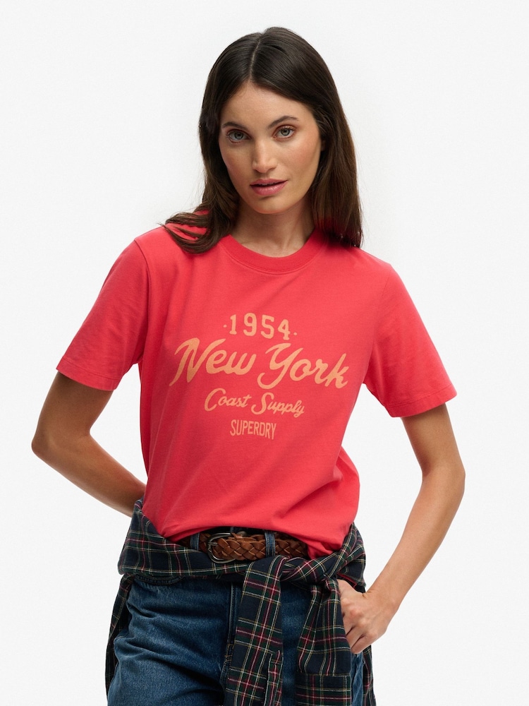 Superdry Red Beach Club Relaxed T-Shirt - Image 1 of 6