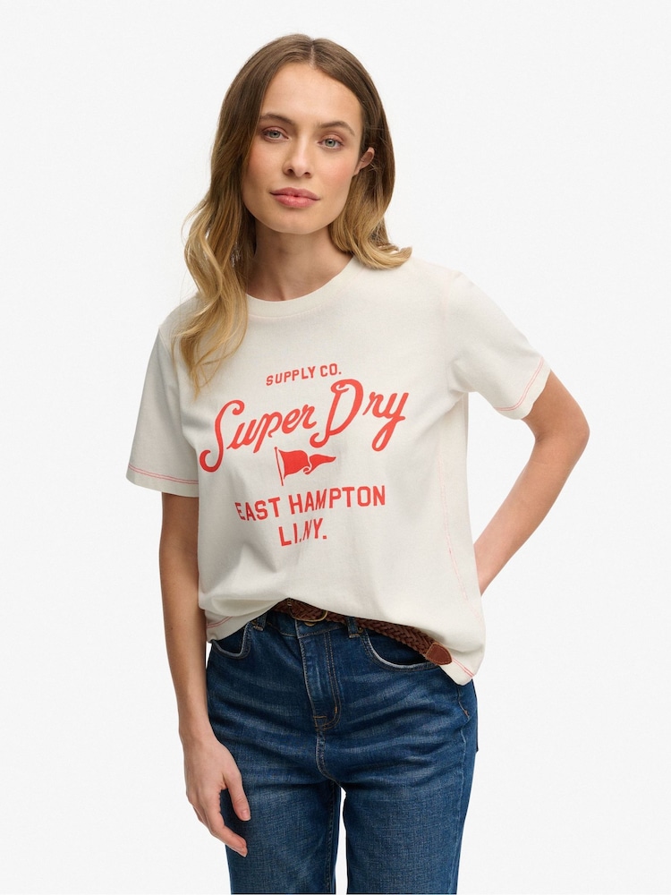 Superdry Cream T-Shirt - Image 1 of 5
