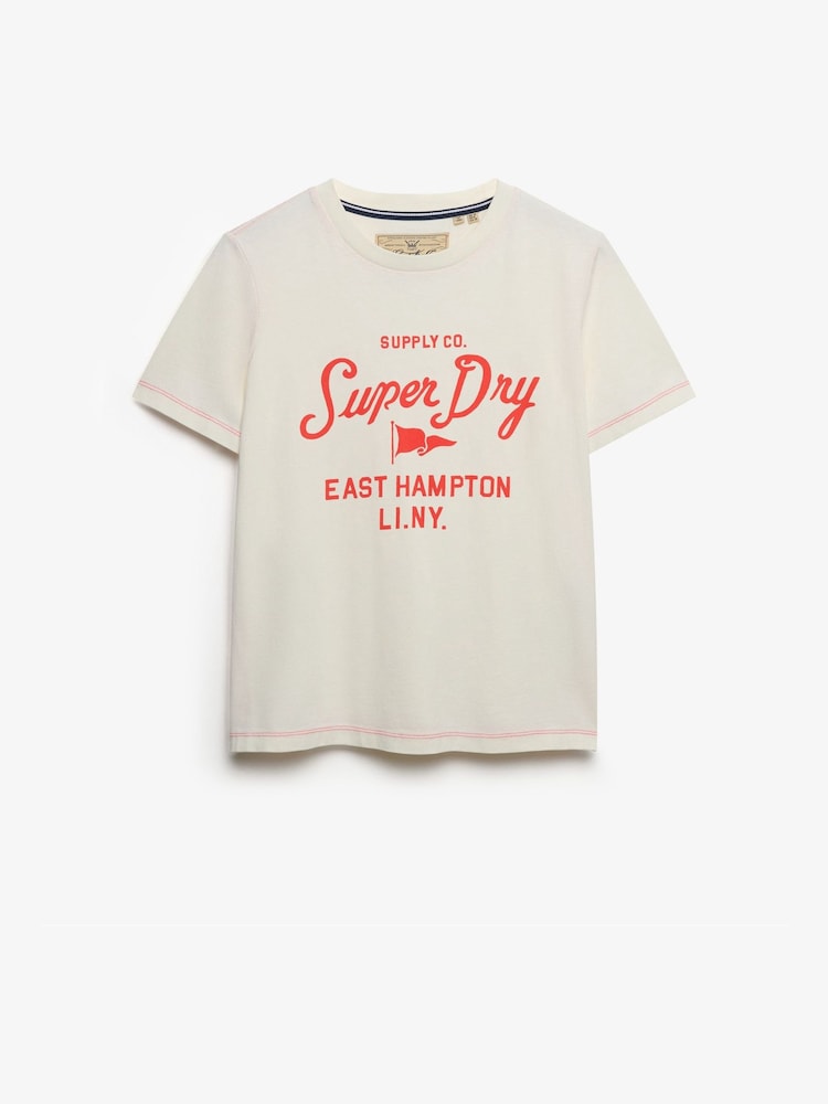 Superdry Cream Heritage Hamptons T-Shirt - Image 4 of 4