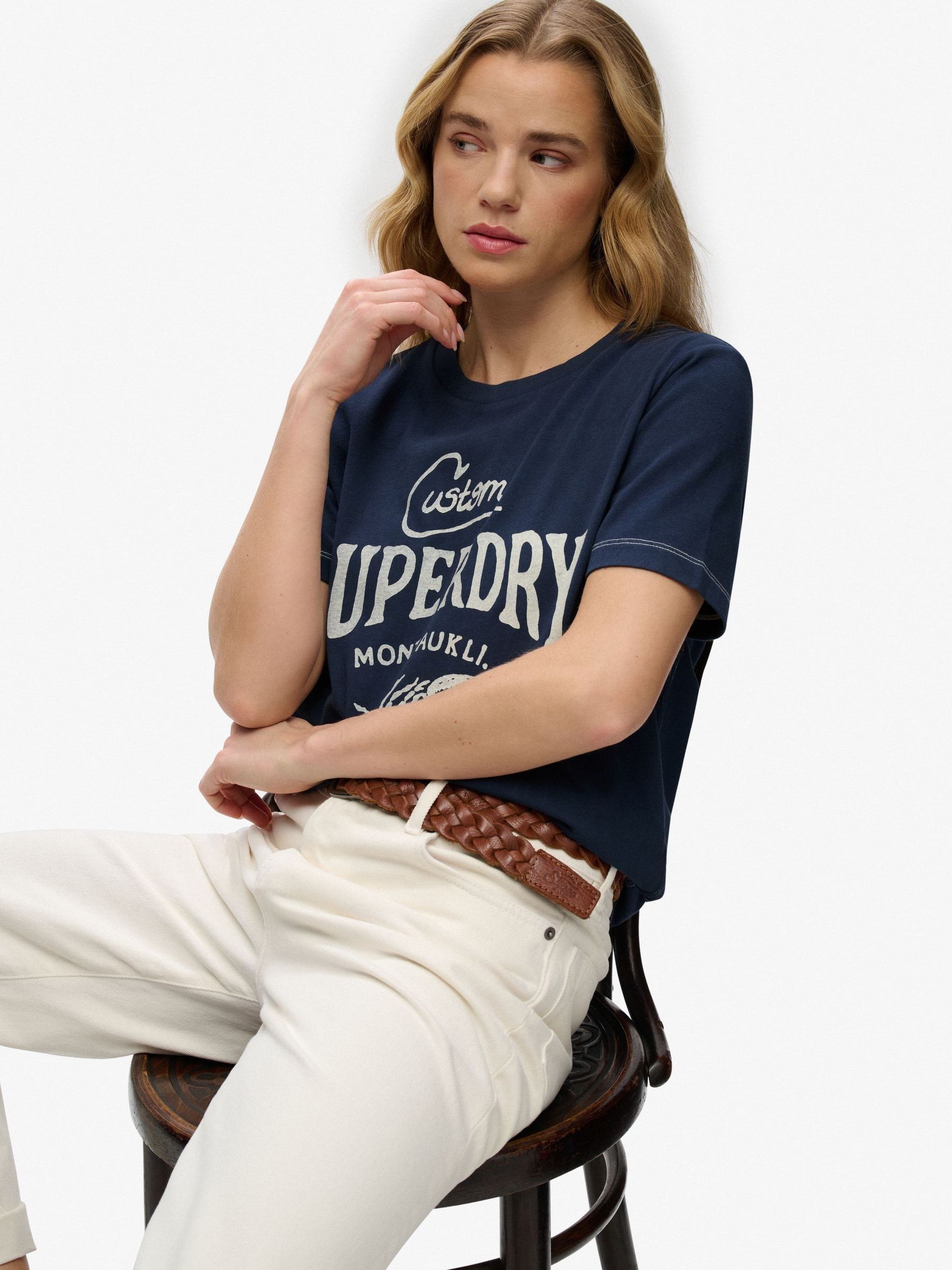 Superdry Women's Navy Heritage Hamptons T-Shirt