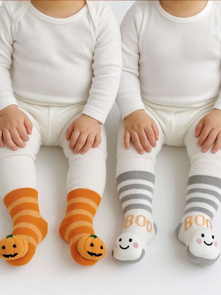 Totes Orange Toasties Babies Halloween Rattle Socks 2 Pack - Image 1 of 4 Totes Orange Toasties Babies Halloween Rattle Socks 2 Pack - Image 1 of 4