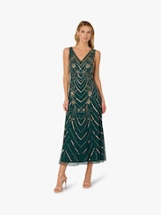 Adrianna Papell Green Studio Beaded Mesh Dress - Image 1 of 6