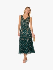 Adrianna Papell Green Studio Beaded Mesh Dress - Image 3 of 6