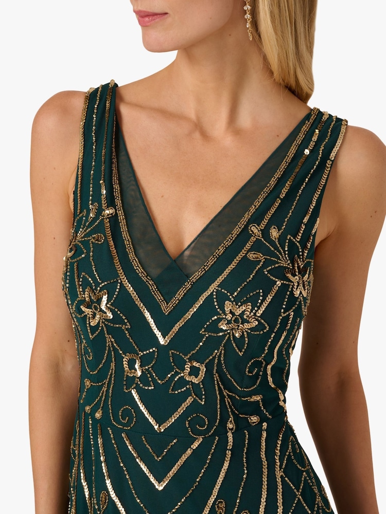 Buy Adrianna Papell Green Studio Beaded Mesh Dress from Next Gibraltar