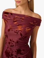 Adrianna Papell Red Burnout Velvet Dress - Image 5 of 6