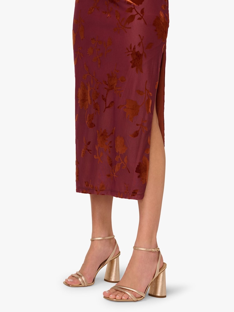Adrianna Papell Red Burnout Velvet Dress - Image 6 of 6 Adrianna Papell Red Burnout Velvet Dress - Image 6 of 6