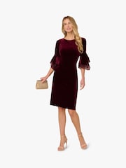 Adrianna Papell Red Velvet Bell Sleeve Short Dress - Image 3 of 6