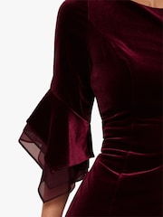 Adrianna Papell Red Velvet Bell Sleeve Short Dress - Image 5 of 6