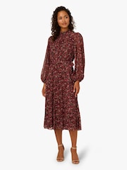 Vestido preto de chiffon floral Adrianna Papell - Imagem 1 de 6