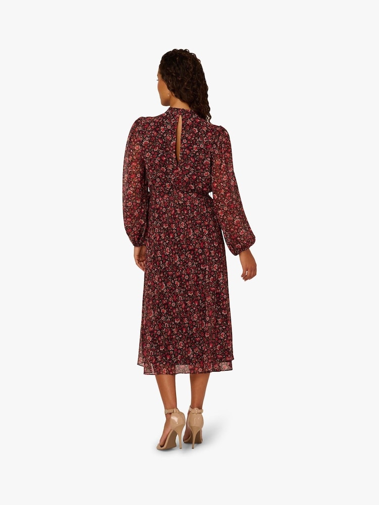 Vestido preto de chiffon floral Adrianna Papell - Imagem 2 de 6