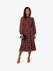 Vestido preto de chiffon floral Adrianna Papell - Imagem 3 de 6