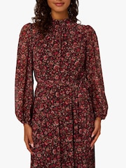 Vestido preto de chiffon floral Adrianna Papell - Imagem 4 de 6