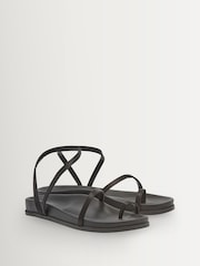 Ancient Greek Sandals Black Eleftheria Black Satin Open Sandals - Image 4 of 4