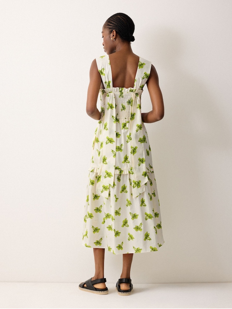 Jigsaw Green Lily Smocked Dress - Image 2 of 2 Jigsaw Green Lily Smocked Dress - Image 2 of 2