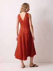 Jigsaw Orange Linen Tie Front Dress - Image 2 of 4